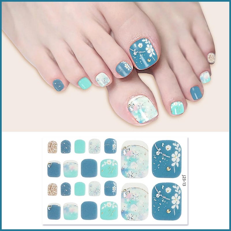New waterproof toenail stickers with a trendy crystal glitter finish.